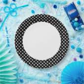 Zwart-witretro Polka-stippen Papieren Bordje (Feest)