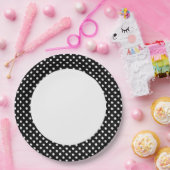 Zwart-witretro Polka-stippen Papieren Bordje (Feest)