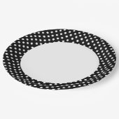 Zwart-witretro Polka-stippen Papieren Bordje (Gekanteld)