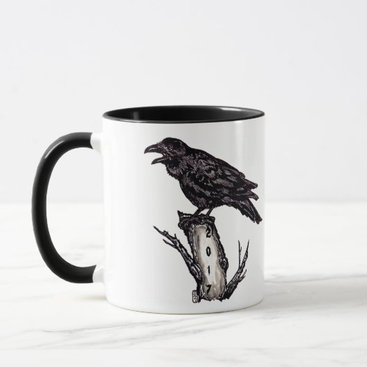 Zwart-witrijke Mok Halloween Persoonlijke datum (Links)