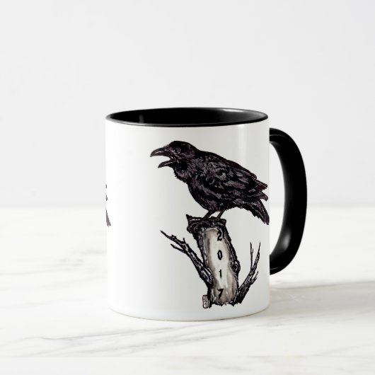 Zwart-witrijke Mok Halloween Persoonlijke datum (Voorkant rechts)