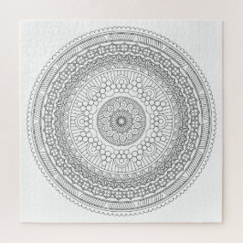 Zwart-witronde Mandala v3-kleuren Legpuzzel