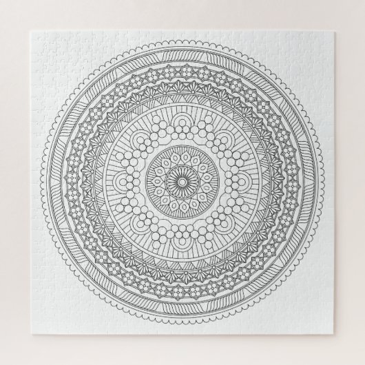 Zwart-witronde Mandala v3-kleuren Legpuzzel (Verticaal)