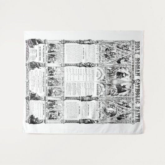 Zwart-witrooms-katholieke geloof infografisch wandkleed (Voorkant (horizontaal))