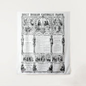Zwart-witrooms-katholieke geloof infografisch wandkleed (Voorkant)