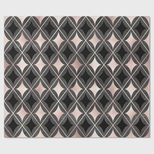 Zwart-witroze geometrisch cadeaupapier (Vlak)