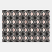 Zwart-witroze geometrisch inpakpapier vel (Voorkant 2)