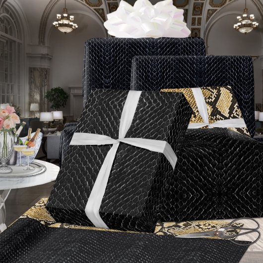 Zwart-witscherm, exotische snakeskin cadeaupapier