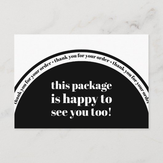 Zwart-witscherm Hartelijk dank voor uw bestelling  Informatiekaartje (Achterkant)