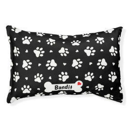 Zwart-witschilderafdrukken en hartspatroon hondenbed