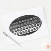 Zwart-witschrijfmachine Ovale Sticker (Envelop)