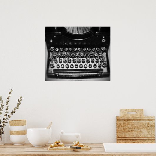 Zwart-witschrijfmachine Poster (Keuken)