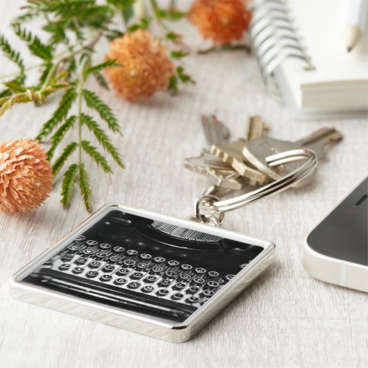 Zwart-witschrijfmachine Sleutelhanger (Zijkant)