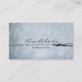 Zwart witschrijvers Dip Pen op blauw papier Visitekaartje (Voorkant)