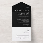 Zwart-witscript bruiloft all in one uitnodiging (Binnen)