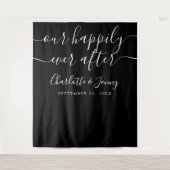 Zwart-witscript bruiloft Foto Booth Prop Wandkleed (Voorkant)