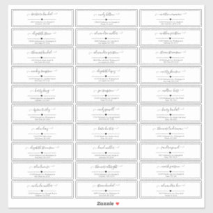 Zwart-witscript bruiloft gastadres sticker