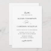 Zwart-witscript bruiloft kaart (Voorkant / Achterkant)