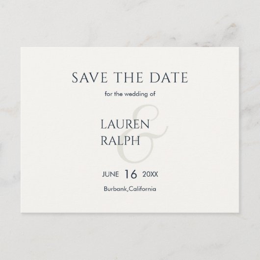 Zwart-witscript bruiloft opslaan Datum Aankondigingskaart (Voorkant)