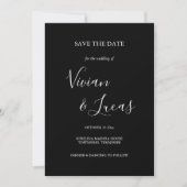 Zwart-witscript bruiloft opslaan Datum Save The Date (Voorkant)