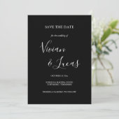 Zwart-witscript bruiloft opslaan Datum Save The Date (Staand voorkant)