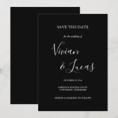 Zwart-witscript bruiloft opslaan Datum Save The Date (Voorkant / Achterkant)