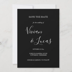 Zwart-witscript bruiloft opslaan Datum Save The Date