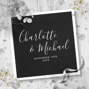 Zwart-witscript minimalistisch servet