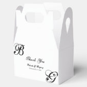 Zwart-witscript monogram bruiloft bedankdoosjes (Geopend)