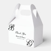 Zwart-witscript monogram bruiloft bedankdoosjes (Voorkant Zijde)