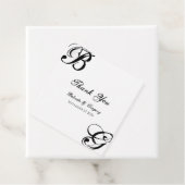 Zwart-witscript monogram bruiloft bedankjes labels (In situ)