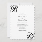 Zwart-witscript monogram bruiloft kaart (Voorkant)