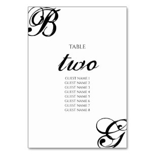 Zwart-witscript monogram bruiloft kaart