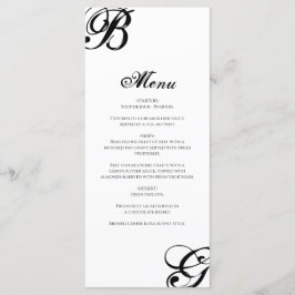 Zwart-witscript monogram bruiloft menu
