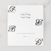 Zwart-witscript monogram bruiloft plaatskaartje (Buitenkant ongevouwen)