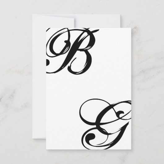 Zwart-witscript monogram bruiloft RSVP kaartje (Achterkant)
