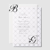 Zwart-witscript monogram bruiloft vellum uitnodigingen (Offset (Uitnodiging))