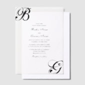 Zwart-witscript monogram bruiloft vellum uitnodigingen (Offset)