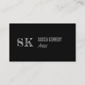 Zwart-witscript professionele monogram kunstenaar visitekaartje (Voorkant)