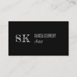 Zwart-witscript professionele monogram kunstenaar visitekaartje