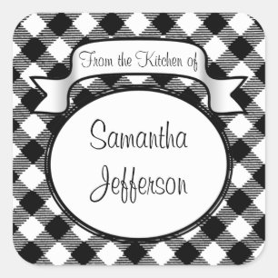 Zwart-witscript - uit de keuken van - jar/label vierkante sticker