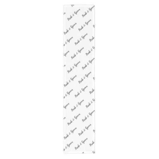 Zwart witscript voor bruin en bruin korte tafelloper (Voorkant)