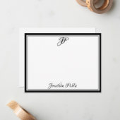 Zwart-witscript voor klassieke kalligrafie notitiekaartje (Voorkant / Achterkant in situ)