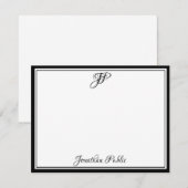 Zwart-witscript voor klassieke kalligrafie notitiekaartje (Voorkant / Achterkant)