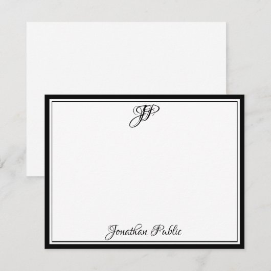 Zwart-witscript voor klassieke kalligrafie notitiekaartje (Voorkant / Achterkant)