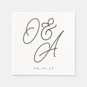 Zwart-witscript Watermark Monogram Weddenschap Servet (Voorkant)