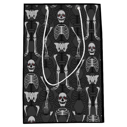Zwart-witskeletten Halloween Medium Cadeauzakje (Voorkant)