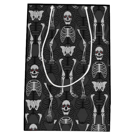Zwart-witskeletten Halloween Medium Cadeauzakje (Achterkant)