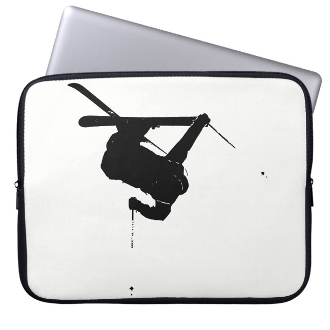 Zwart-witskier Laptop Sleeve (Voorkant)