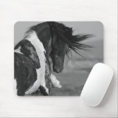 Zwart-witstaren Wild Horse Mousepad Muismat (Met muis)